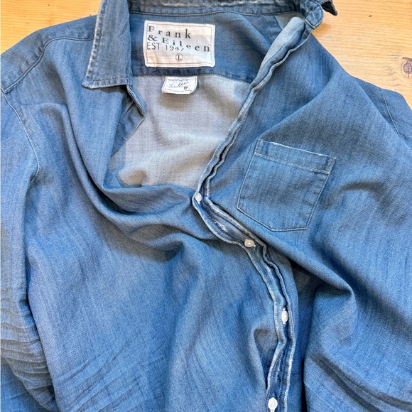 EILEEN Vintage Stonewashed Wash Denim Relaxed Button-Up Shirt Large. - Picture 5 of 14
